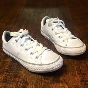 Converse All Star white leather lace-up sneakers, size 12